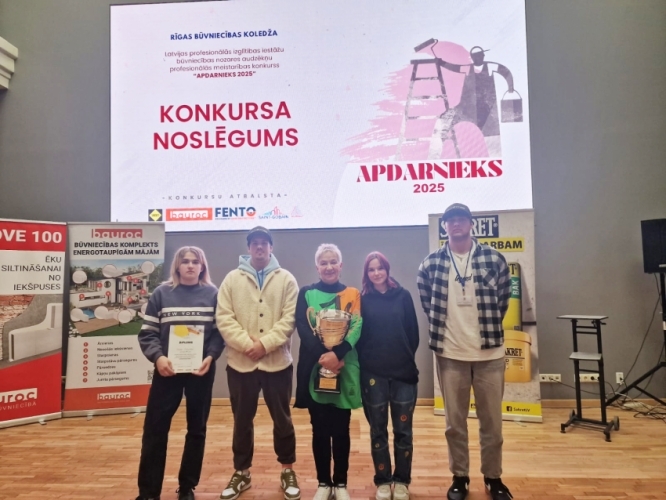 Liepājas Valsts tehnikuma audzēkņi triumfē profesionālās meistarības konkursā “APDARNIEKS 2025”