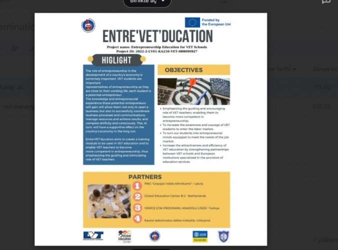 Projekta “Entrepreneurship Education for VET Schools”, ietvaros turpina izstrādāt vizuālos materiālus