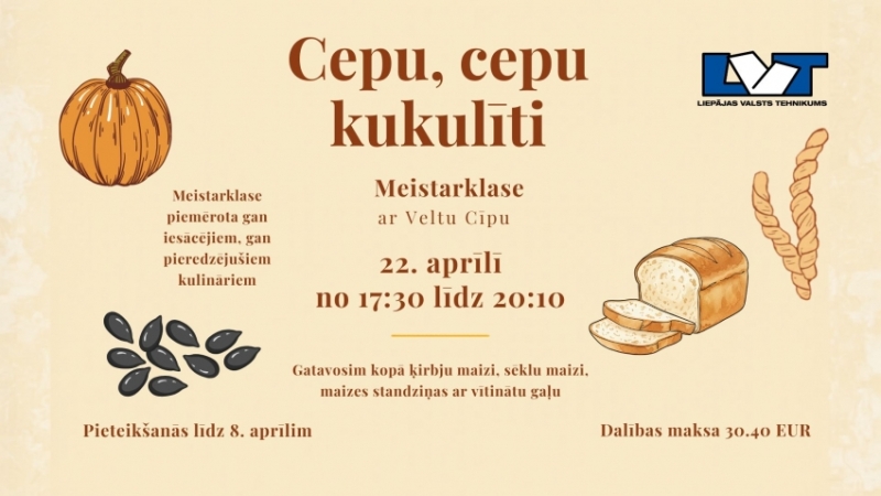 Aicinām piedalīties meistarklasē “Cepu, cepu kukulīti”