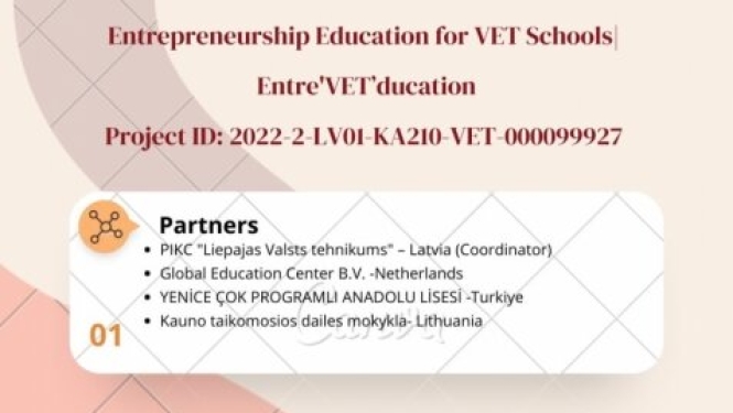 Projekta “Entrepreneurship Education for VET Schools” ietvaros, izstrādā vizuālos materiālus
