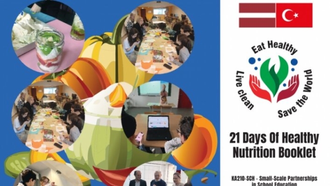 Projekta "EAT HEALTHY LIVE CLEAN: SAVE THE WORLD" ietvaros, izstrādāta digitāla uztura brošūra